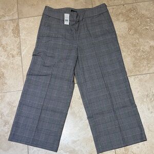 LOFT Gray Plaid Wide-Leg  Gaucho Pants